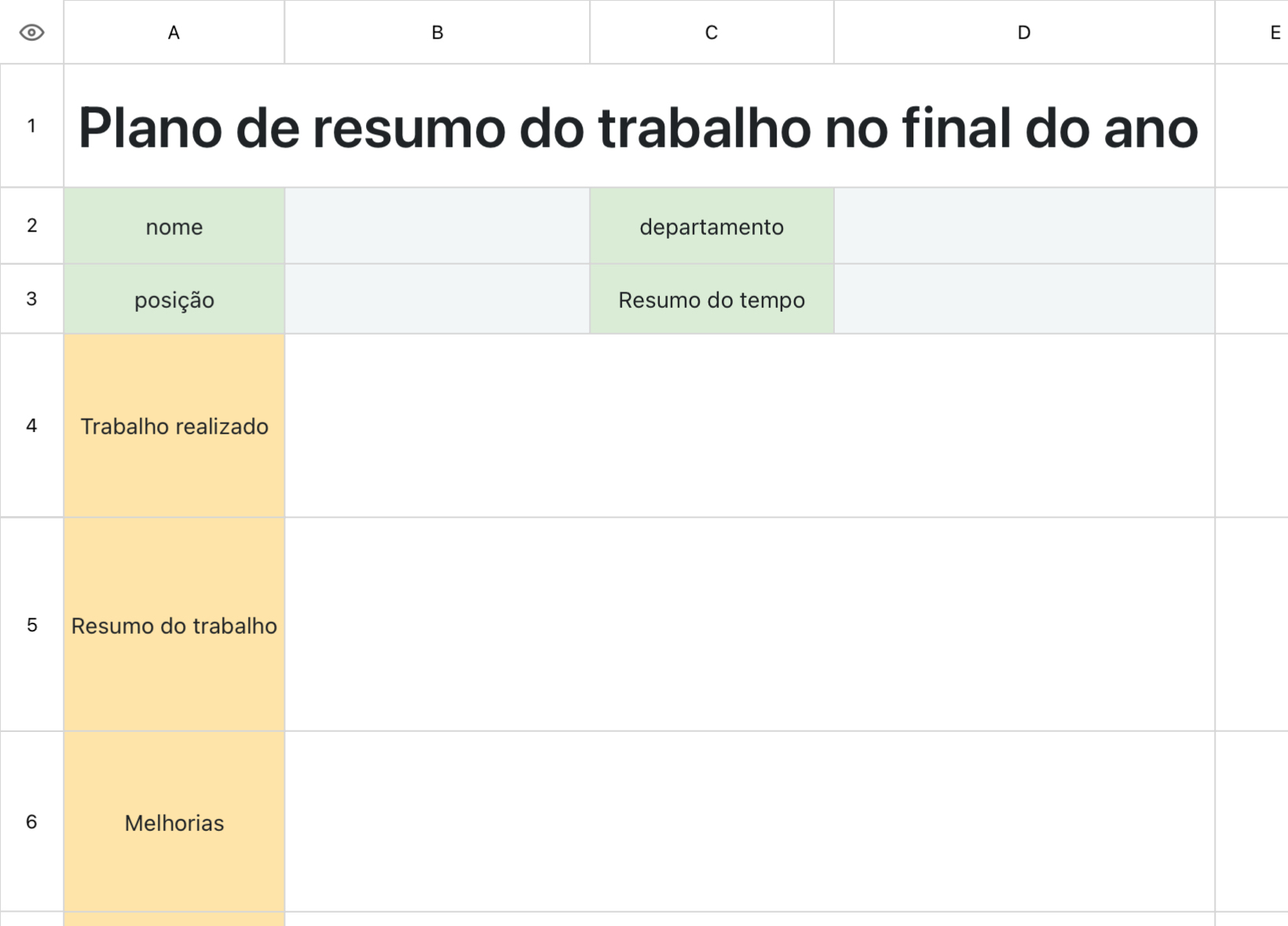 Plano de resumo do trabalho no final do ano